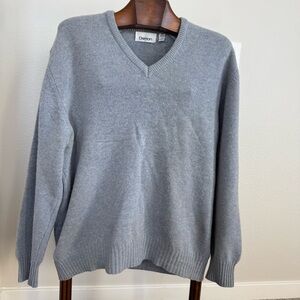 Damon Sweater Mens Size 2XL Blue Lambswool Long Sleeve V-Neck Made Italy